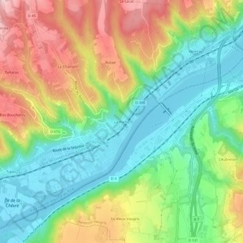 Mapa topográfico La Roche, altitude, relevo