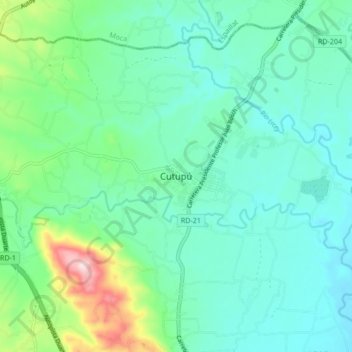 Mapa topográfico Cutupú, altitude, relevo