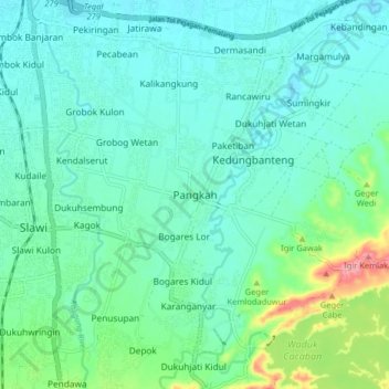 Mapa topográfico Pangkah, altitude, relevo