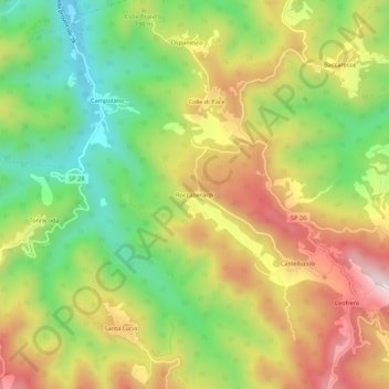 Mapa topográfico Roccaberardi, altitude, relevo