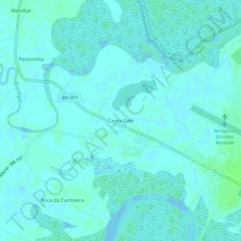 Mapa topográfico Canta Galo, altitude, relevo