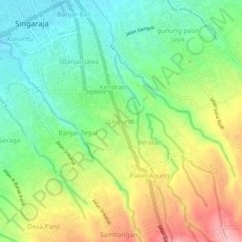 Mapa topográfico Liligundi, altitude, relevo