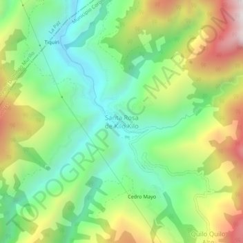Mapa topográfico Santa Rosa de Kilo Kilo, altitude, relevo