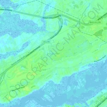 Mapa topográfico Indigo Run, altitude, relevo