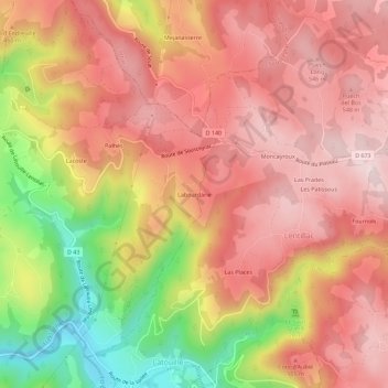 Mapa topográfico Labourdarie, altitude, relevo