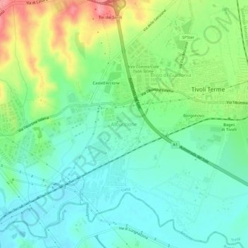 Mapa topográfico Albuccione, altitude, relevo