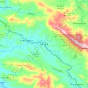 Mapa topográfico Lumbir, altitude, relevo
