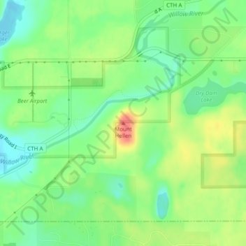 Mapa topográfico Mount Hellen, altitude, relevo