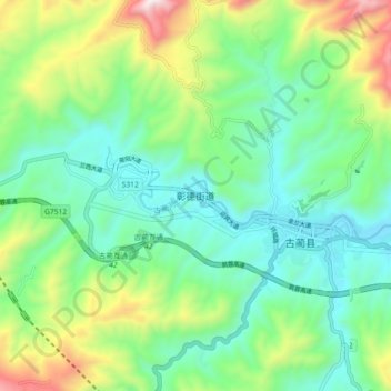 Mapa topográfico 彰德, altitude, relevo