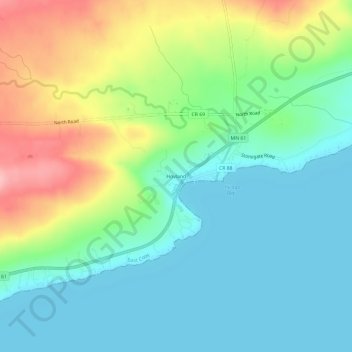 Mapa topográfico Hovland, altitude, relevo