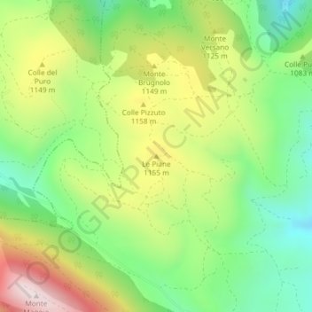 Mapa topográfico Le Piane, altitude, relevo