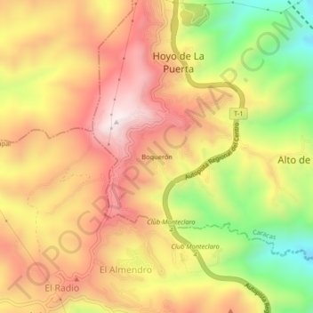 Mapa topográfico Boquerón, altitude, relevo