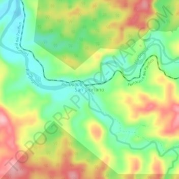 Mapa topográfico San Cipriano, altitude, relevo