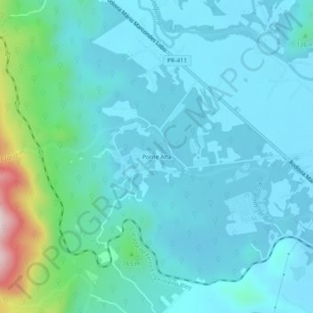 Mapa topográfico Ponte Alta, altitude, relevo