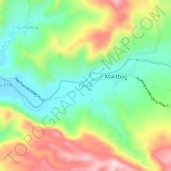 Mapa topográfico Patpat, altitude, relevo