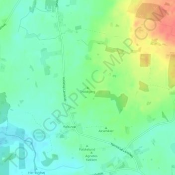 Mapa topográfico Troldbjerg, altitude, relevo