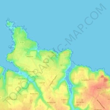 Mapa topográfico Port Puce, altitude, relevo
