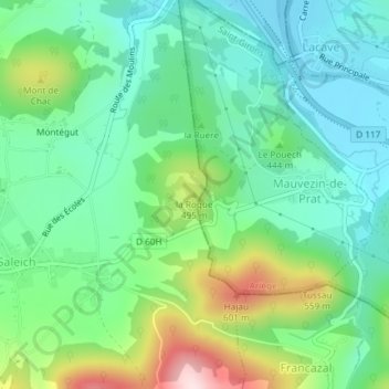 Mapa topográfico la Roque, altitude, relevo