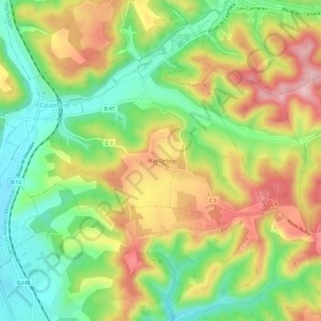 Mapa topográfico Mas Delleu, altitude, relevo