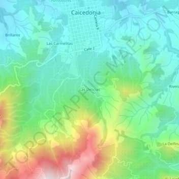 Mapa topográfico Las Delicias, altitude, relevo