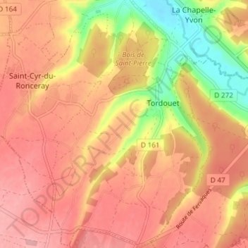 Mapa topográfico La Verdrie, altitude, relevo