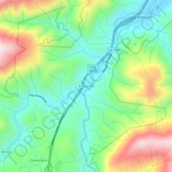 Mapa topográfico Ernestville, altitude, relevo