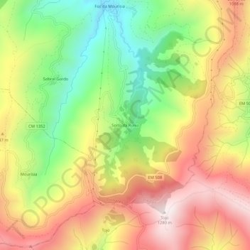 Mapa topográfico Soito da Ruiva, altitude, relevo