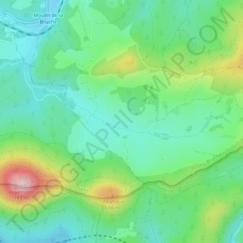 Mapa topográfico Le Hang, altitude, relevo