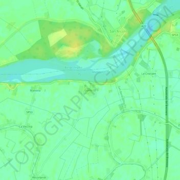 Mapa topográfico Gonfo III, altitude, relevo