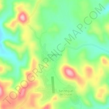 Mapa topográfico Atoyaderos, altitude, relevo