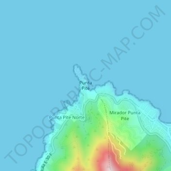 Mapa topográfico Punta Pite, altitude, relevo