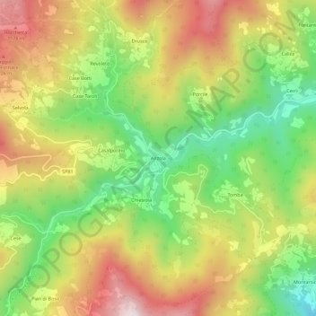 Mapa topográfico Anzola, altitude, relevo