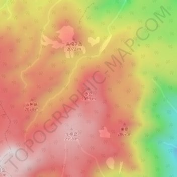 Mapa topográfico Mt. Aka, altitude, relevo