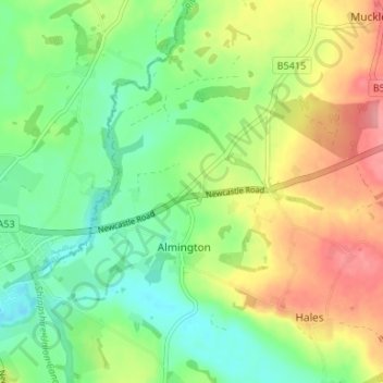 Mapa topográfico Red Bull, altitude, relevo
