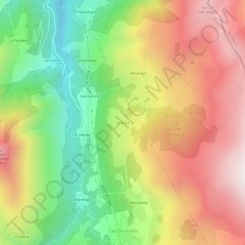 Mapa topográfico Le Roux, altitude, relevo