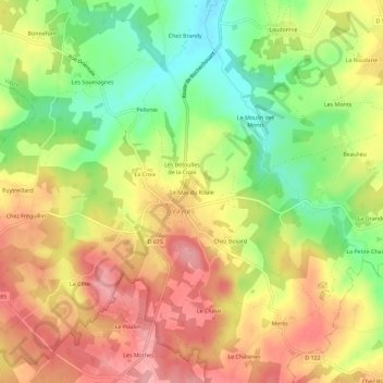 Mapa topográfico Le Mas du Roule, altitude, relevo