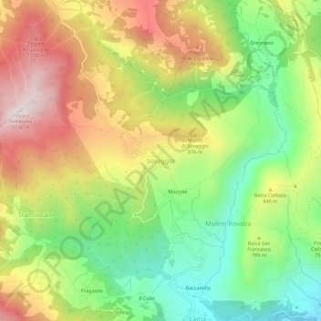 Mapa topográfico Sovaggio, altitude, relevo