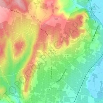 Mapa topográfico Saint-Marcel-d'Ardèche, altitude, relevo
