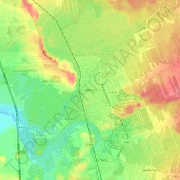 Mapa topográfico Alerce, altitude, relevo