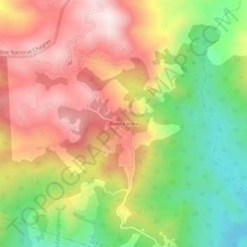 Mapa topográfico Buena Vista, altitude, relevo