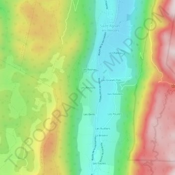 Mapa topográfico Les Revoux, altitude, relevo