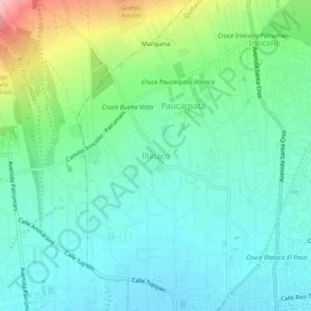 Mapa topográfico Illataco, altitude, relevo