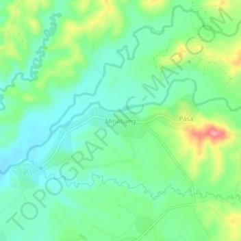 Mapa topográfico Minabang, altitude, relevo
