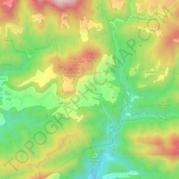 Mapa topográfico Vidrà, altitude, relevo