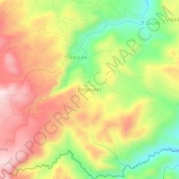 Mapa topográfico Platanares, altitude, relevo