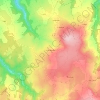 Mapa topográfico Les Imbauds, altitude, relevo
