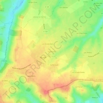 Mapa topográfico Les Ravats, altitude, relevo
