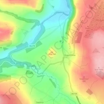 Mapa topográfico How Hill, altitude, relevo