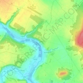 Mapa topográfico Praillon, altitude, relevo