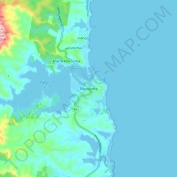 Mapa topográfico Narooma, altitude, relevo